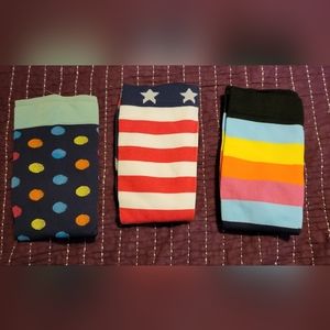 Lot of 3 pairs of compression socks Sz L/XL - stripes, polka dots, American Flag